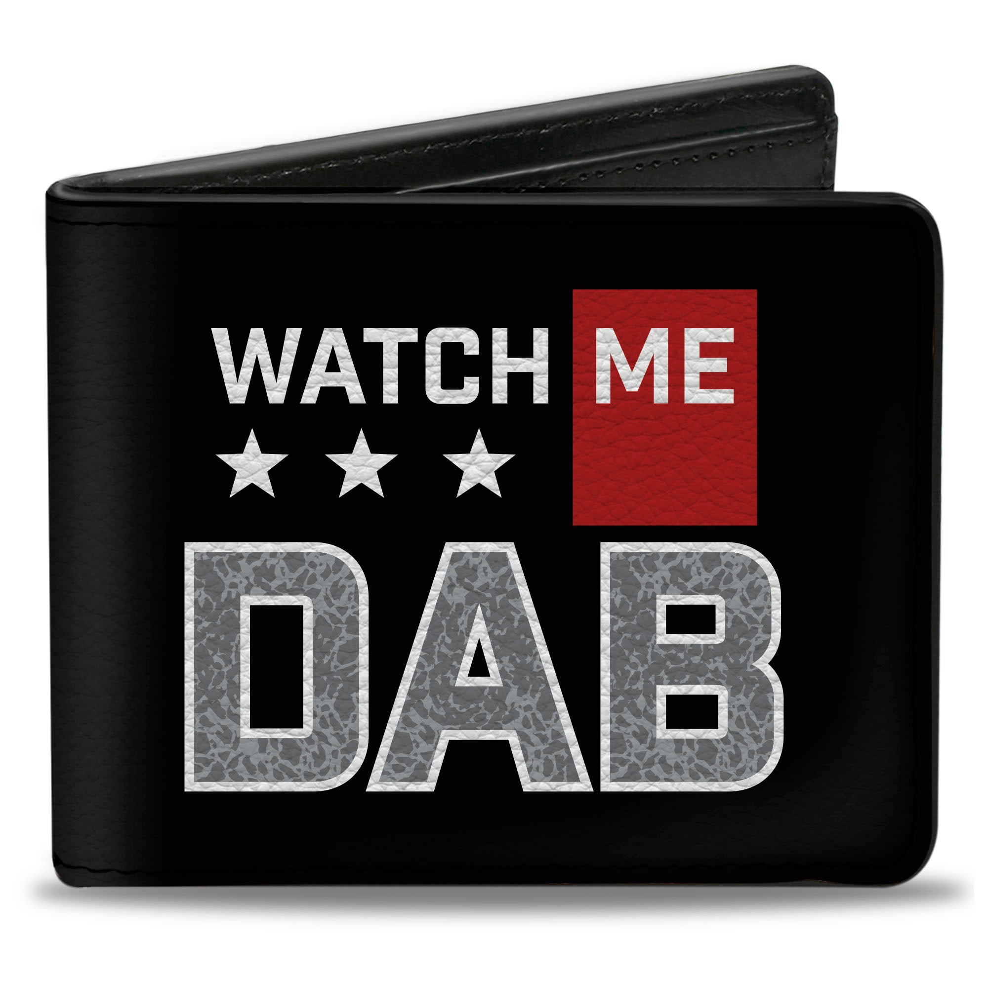 Bi-Fold Wallet - WATCH ME DAB Stars Black Red White Crackle Gray Bi-Fold Wallets Buckle-Down