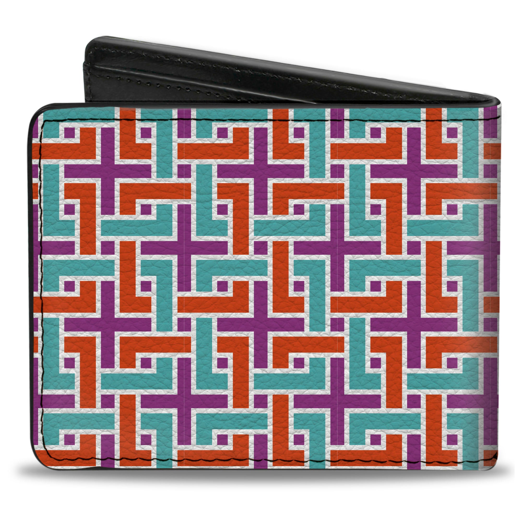 Bi-Fold Wallet - Weave CLOSE-UP White Pink Orange Aqua Bi-Fold Wallets Buckle-Down