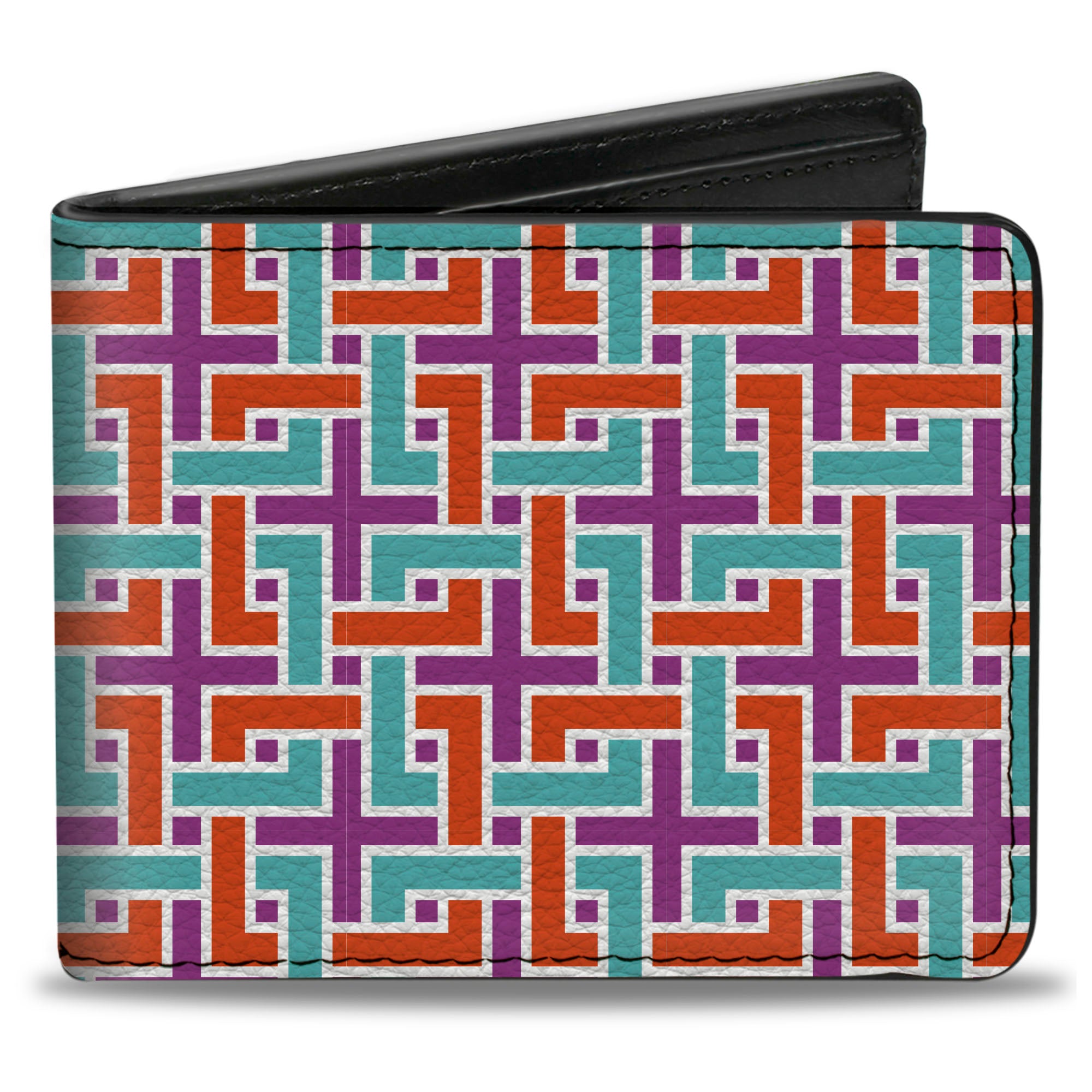 Bi-Fold Wallet - Weave CLOSE-UP White Pink Orange Aqua Bi-Fold Wallets Buckle-Down