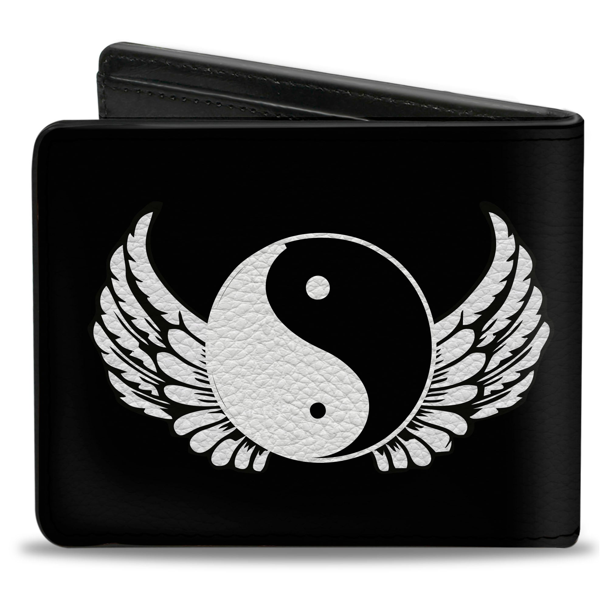 Bi-Fold Wallet - Yin Yang w Wings Black White Bi-Fold Wallets Buckle-Down