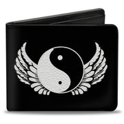 Bi-Fold Wallet - Yin Yang w Wings Black White Bi-Fold Wallets Buckle-Down