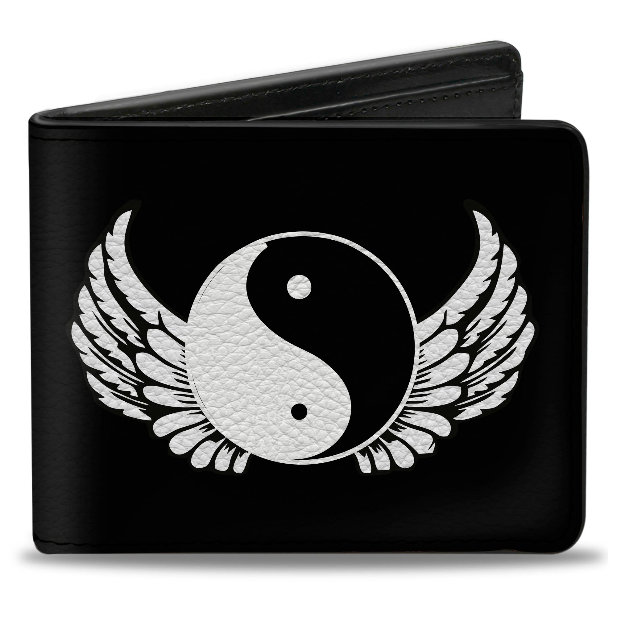 Bi-Fold Wallet - Yin Yang w Wings Black White Bi-Fold Wallets Buckle-Down