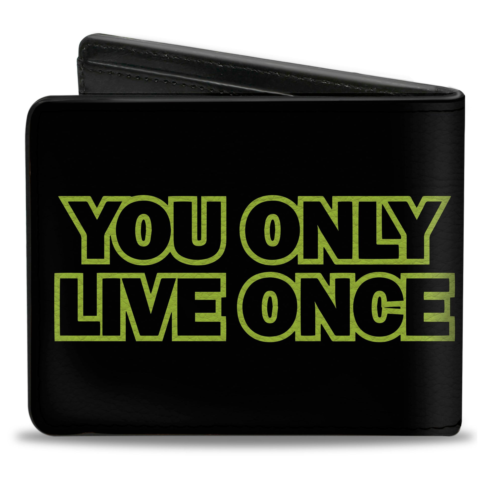 Bi-Fold Wallet - YOU ONLY LIVE ONCE Black Neon Green Bi-Fold Wallets Buckle-Down