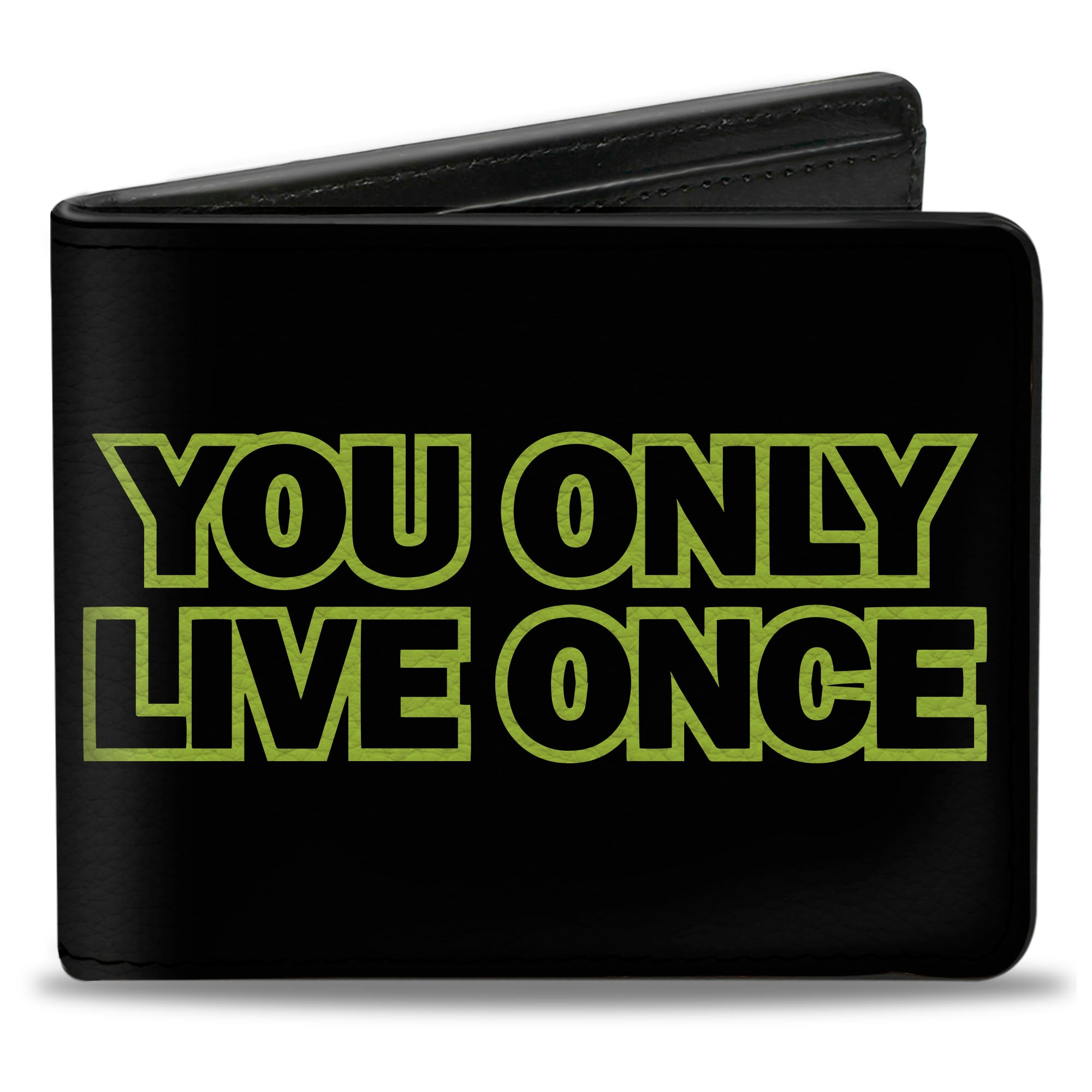 Bi-Fold Wallet - YOU ONLY LIVE ONCE Black Neon Green Bi-Fold Wallets Buckle-Down