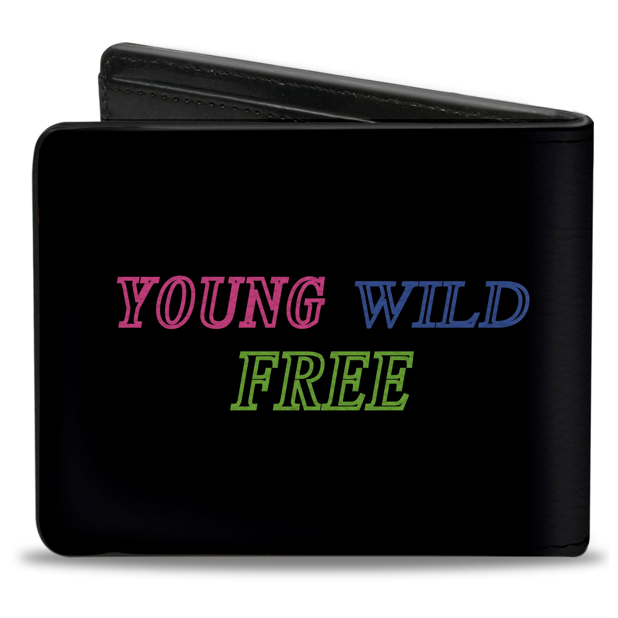 Bi-Fold Wallet - YOUNG WILD AND FREE Outline Black Multi Neon Bi-Fold Wallets Buckle-Down
