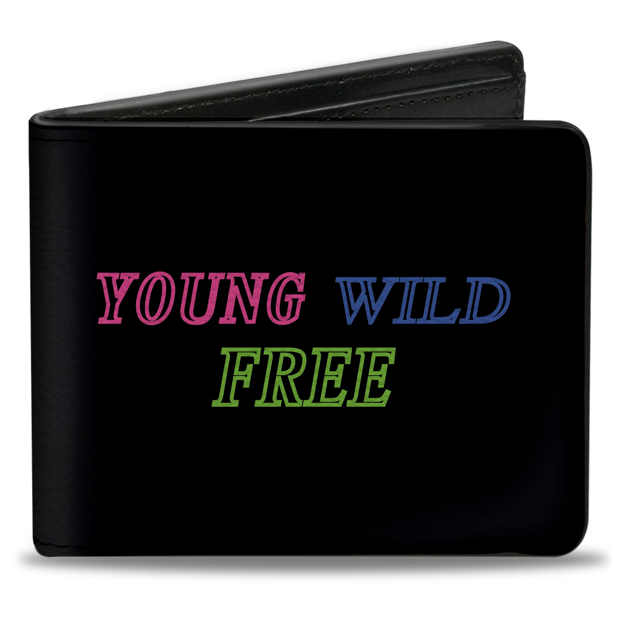Bi-Fold Wallet - YOUNG WILD AND FREE Outline Black Multi Neon Bi-Fold Wallets Buckle-Down