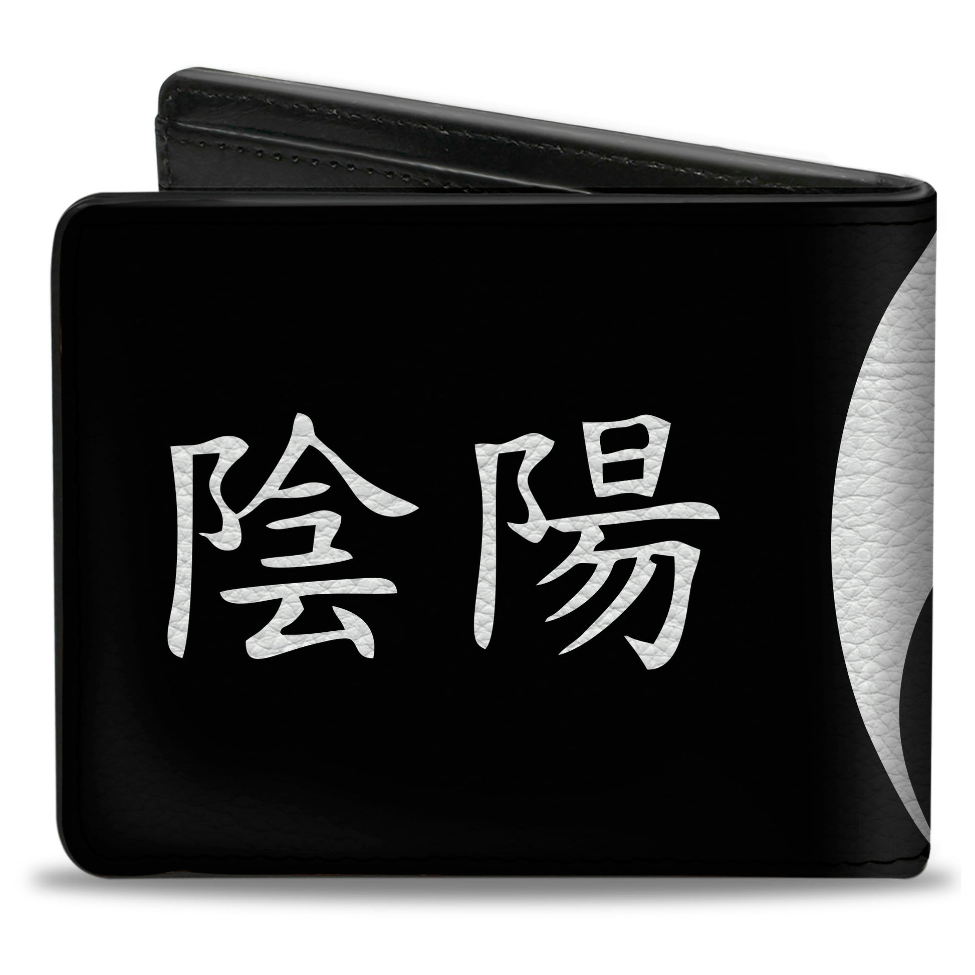 Bi-Fold Wallet - Yin Yang Symbol CLOSE-UP Characters Black White Bi-Fold Wallets Buckle-Down