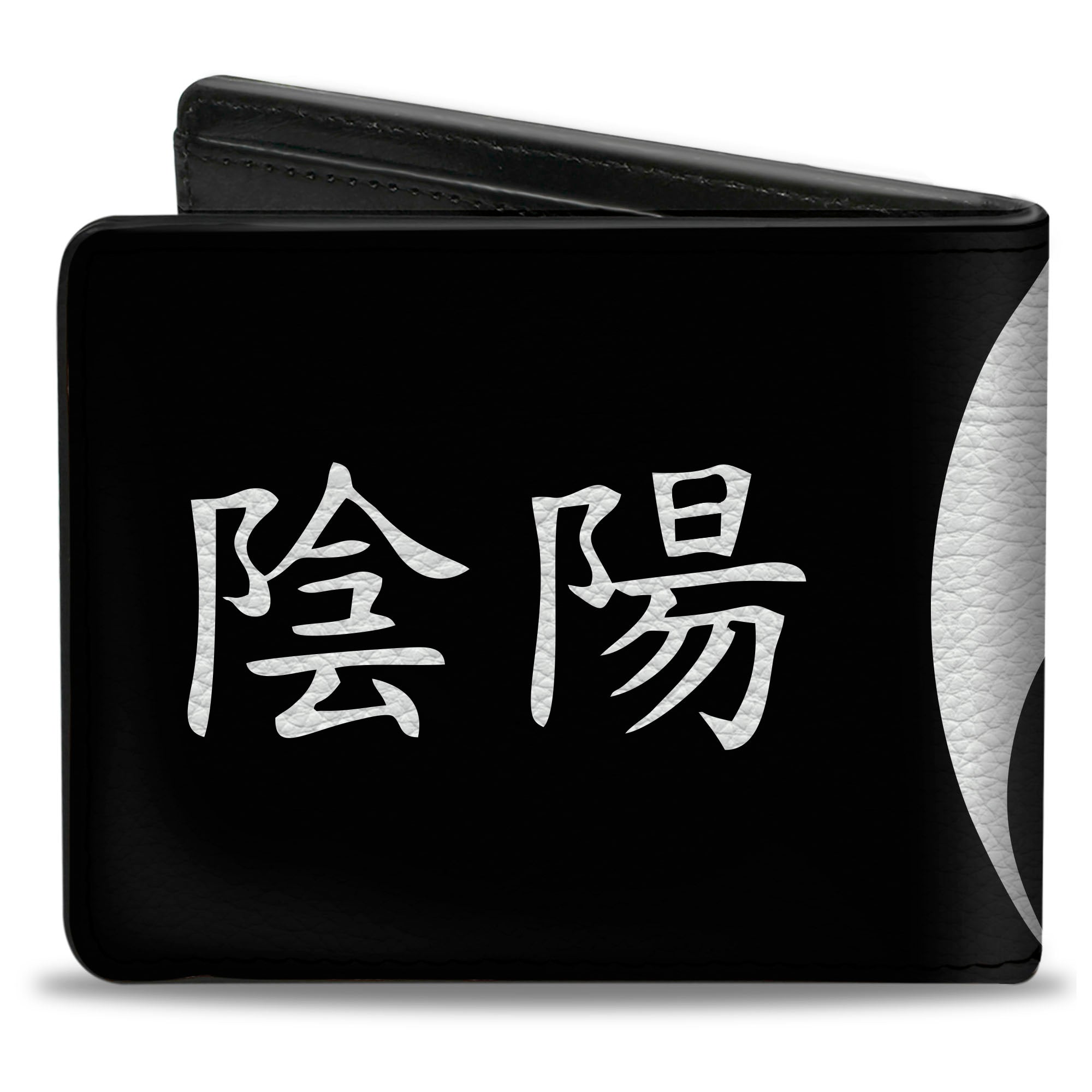 Bi-Fold Wallet - Yin Yang Symbol CLOSE-UP Characters Black White Bi-Fold Wallets Buckle-Down
