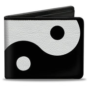 Bi-Fold Wallet - Yin Yang Symbol CLOSE-UP Characters Black White Bi-Fold Wallets Buckle-Down