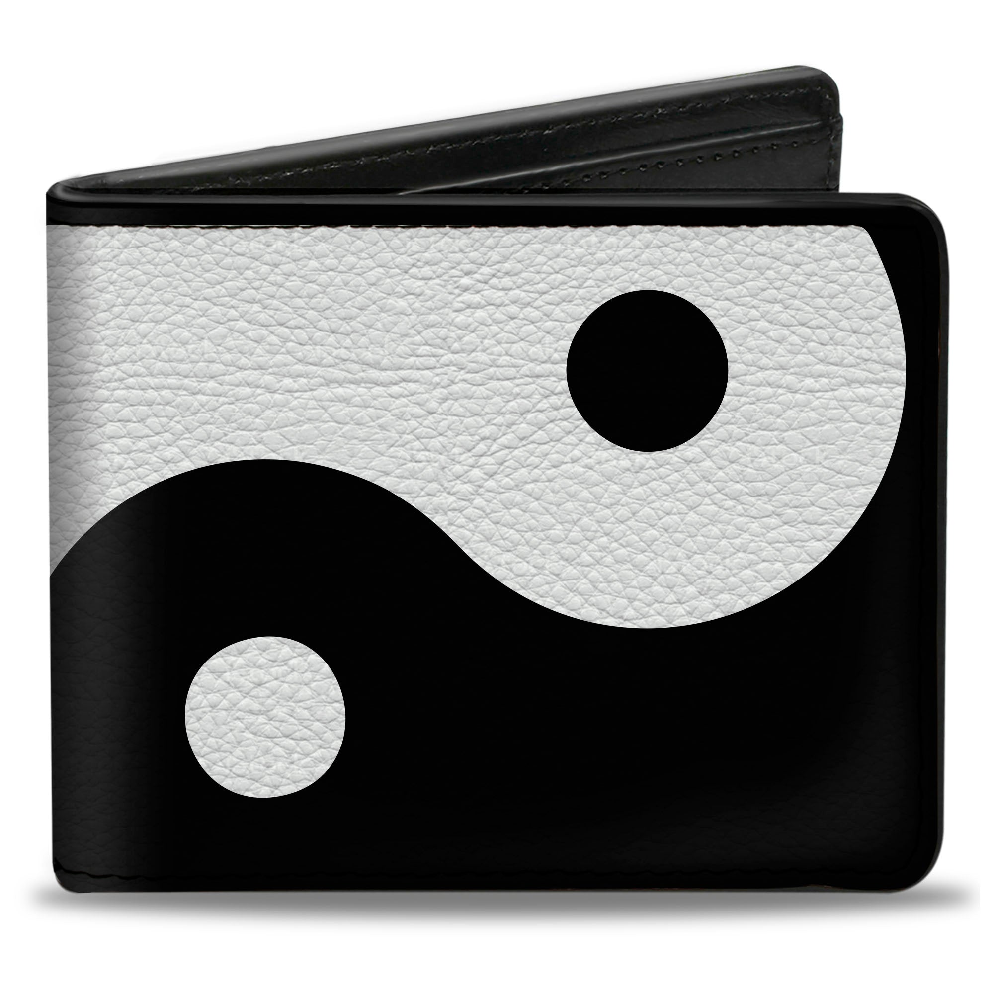 Bi-Fold Wallet - Yin Yang Symbol CLOSE-UP Characters Black White Bi-Fold Wallets Buckle-Down