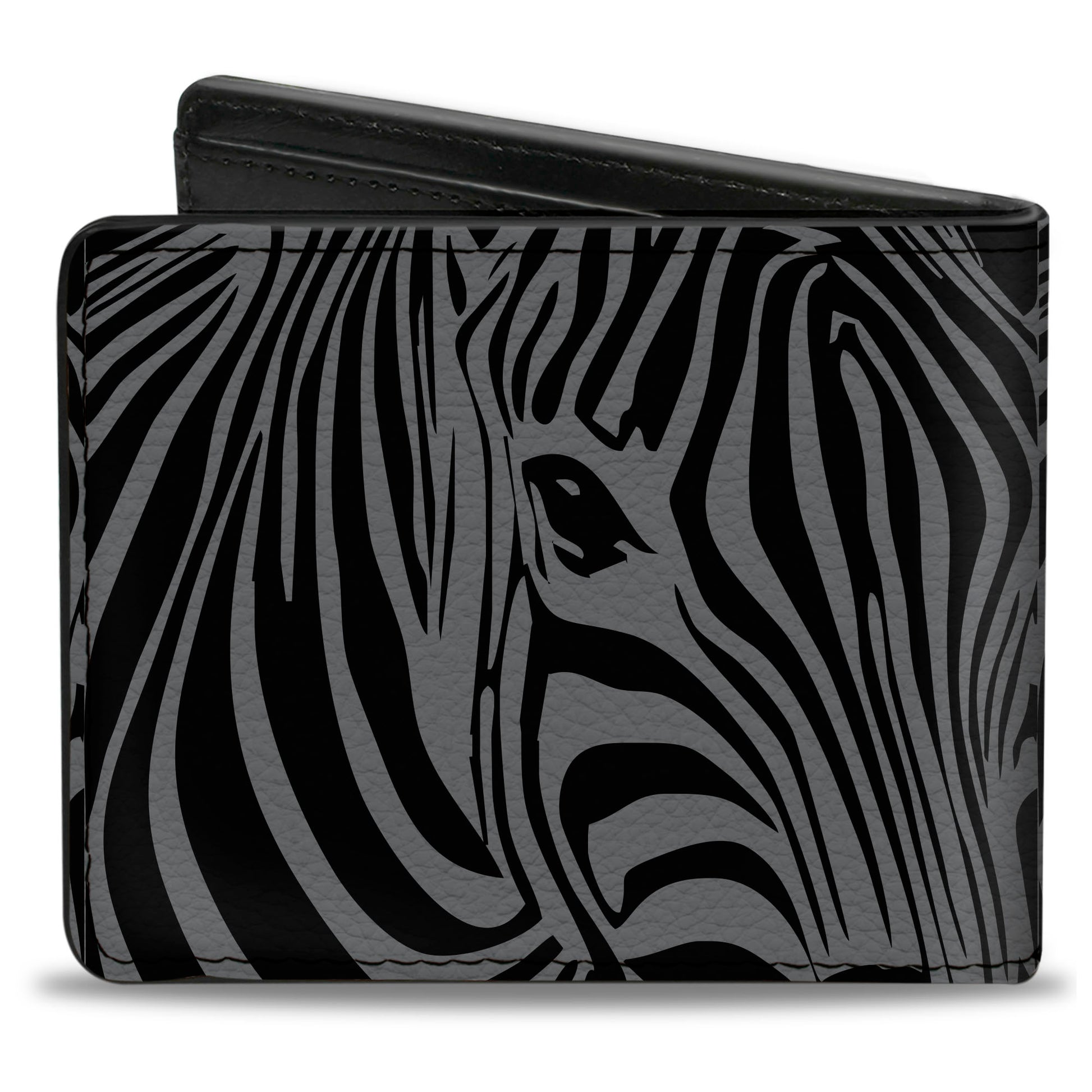 Bi-Fold Wallet - Zebra Head Black Gray Bi-Fold Wallets Buckle-Down