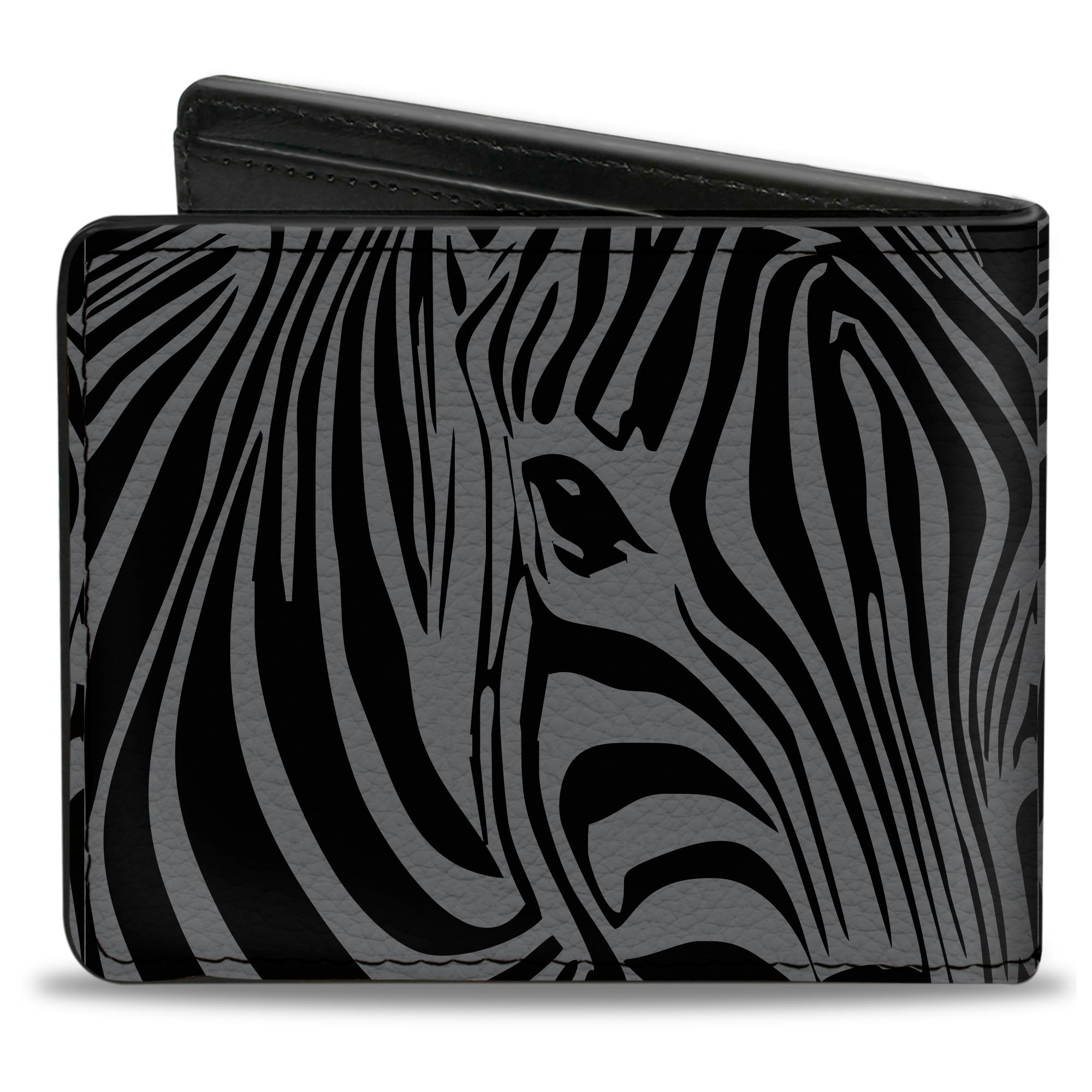 Bi-Fold Wallet - Zebra Head Black Gray Bi-Fold Wallets Buckle-Down