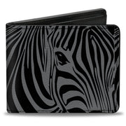 Bi-Fold Wallet - Zebra Head Black Gray Bi-Fold Wallets Buckle-Down