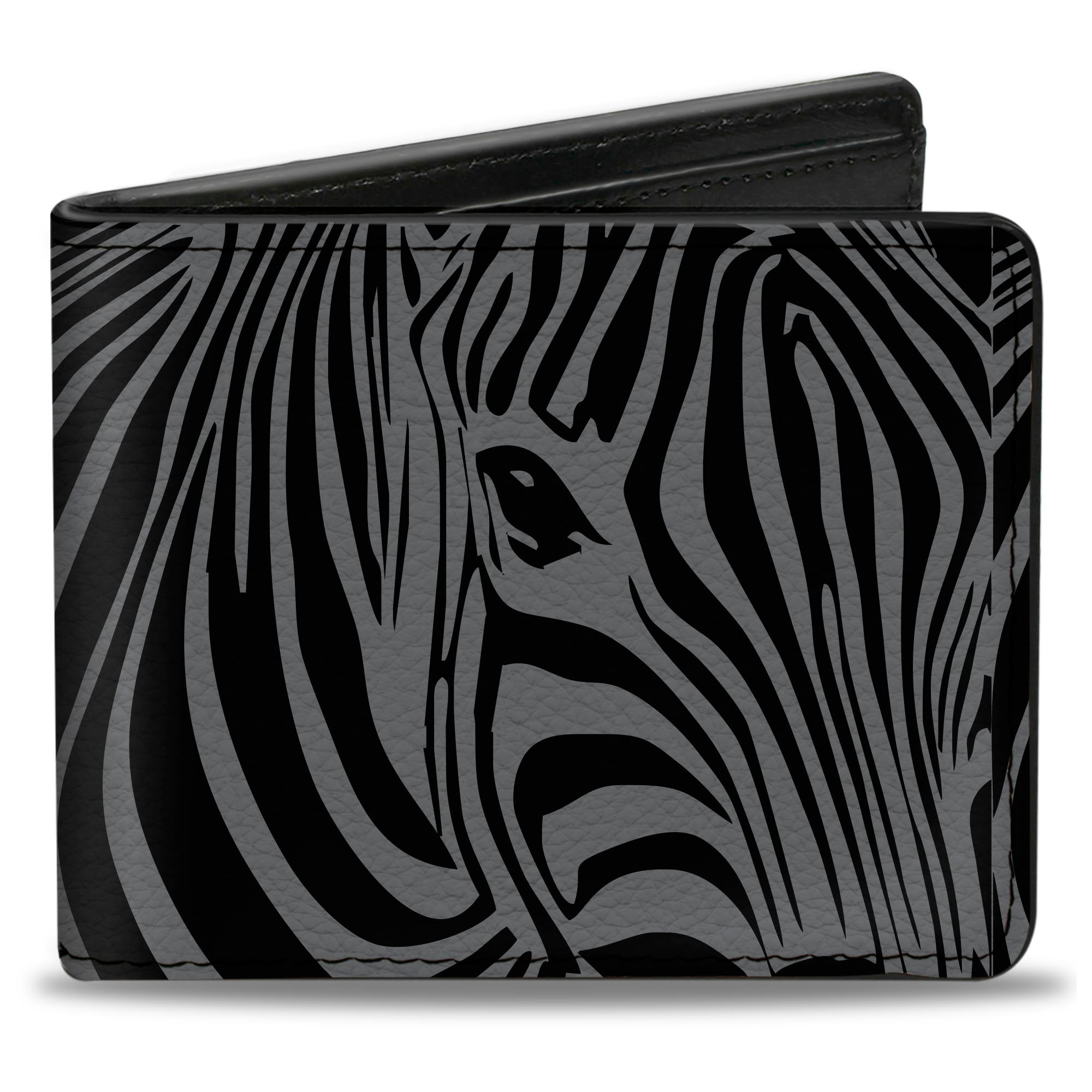 Bi-Fold Wallet - Zebra Head Black Gray Bi-Fold Wallets Buckle-Down