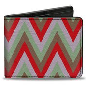 Bi-Fold Wallet - Zig Zag White Tan Gray Red Bi-Fold Wallets Buckle-Down