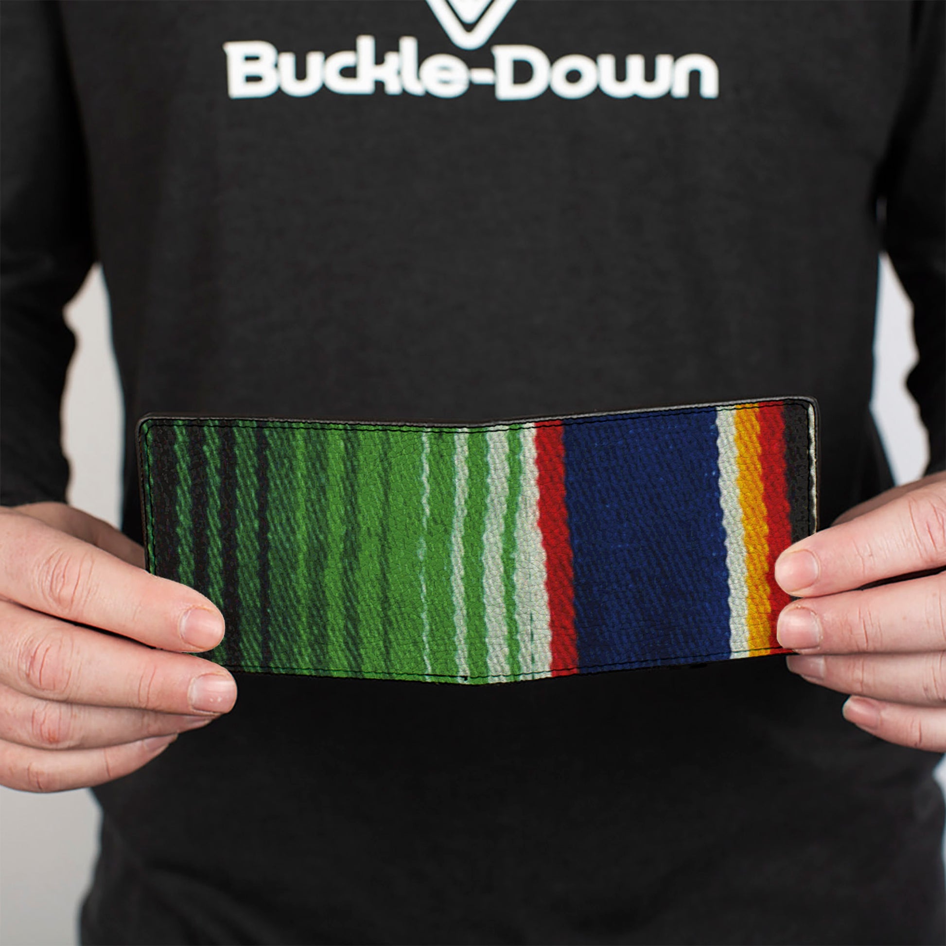 Bi-Fold Wallet - Zarape2 Vertical Multi Color Stripe Bi-Fold Wallets Buckle-Down