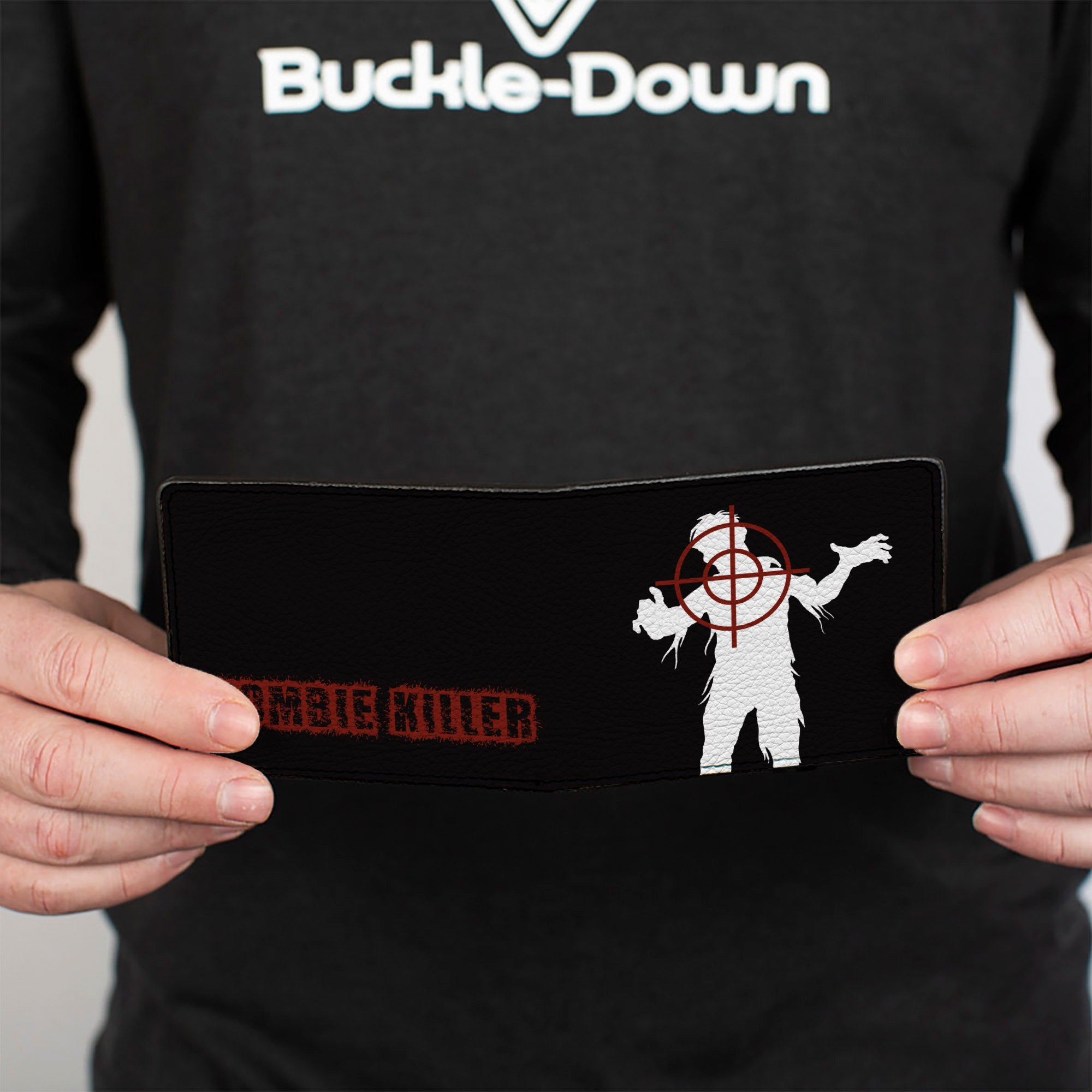 Bi-Fold Wallet - ZOMBIE KILLER Zombie Target Black White Red Bi-Fold Wallets Buckle-Down