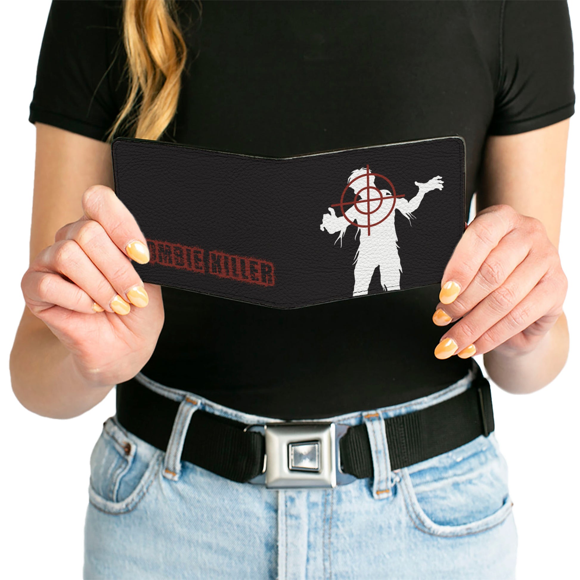Bi-Fold Wallet - ZOMBIE KILLER Zombie Target Black White Red Bi-Fold Wallets Buckle-Down