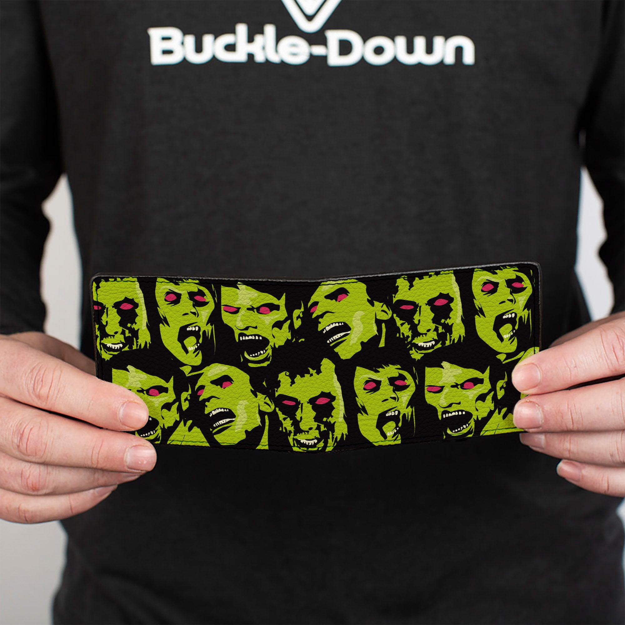Bi-Fold Wallet - Zombie Expressions Black Green Red Bi-Fold Wallets Buckle-Down