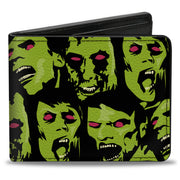 Bi-Fold Wallet - Zombie Expressions Black Green Red Bi-Fold Wallets Buckle-Down