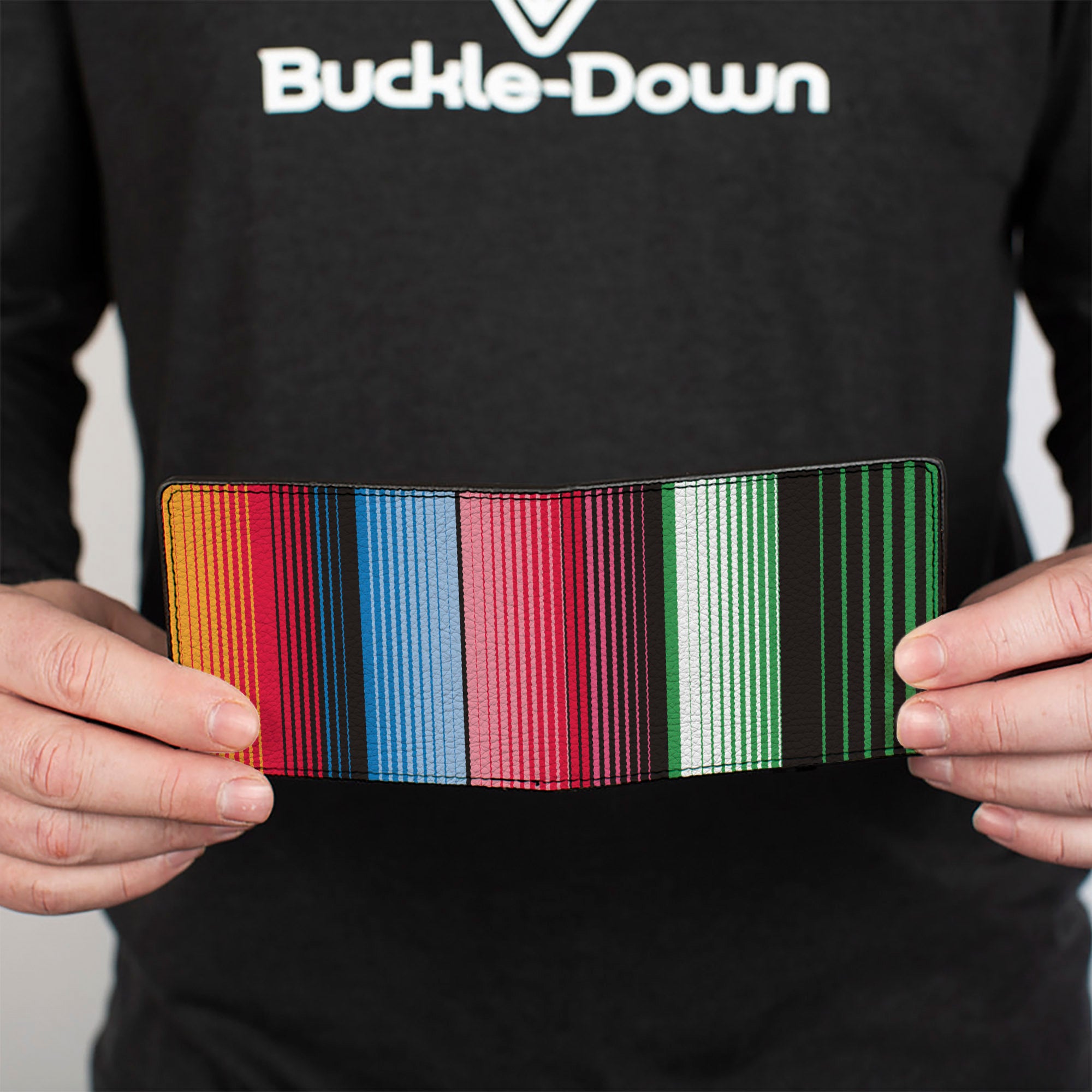 Bi-Fold Wallet - Zarape5 Vertical Multi Color Stripe Bi-Fold Wallets Buckle-Down