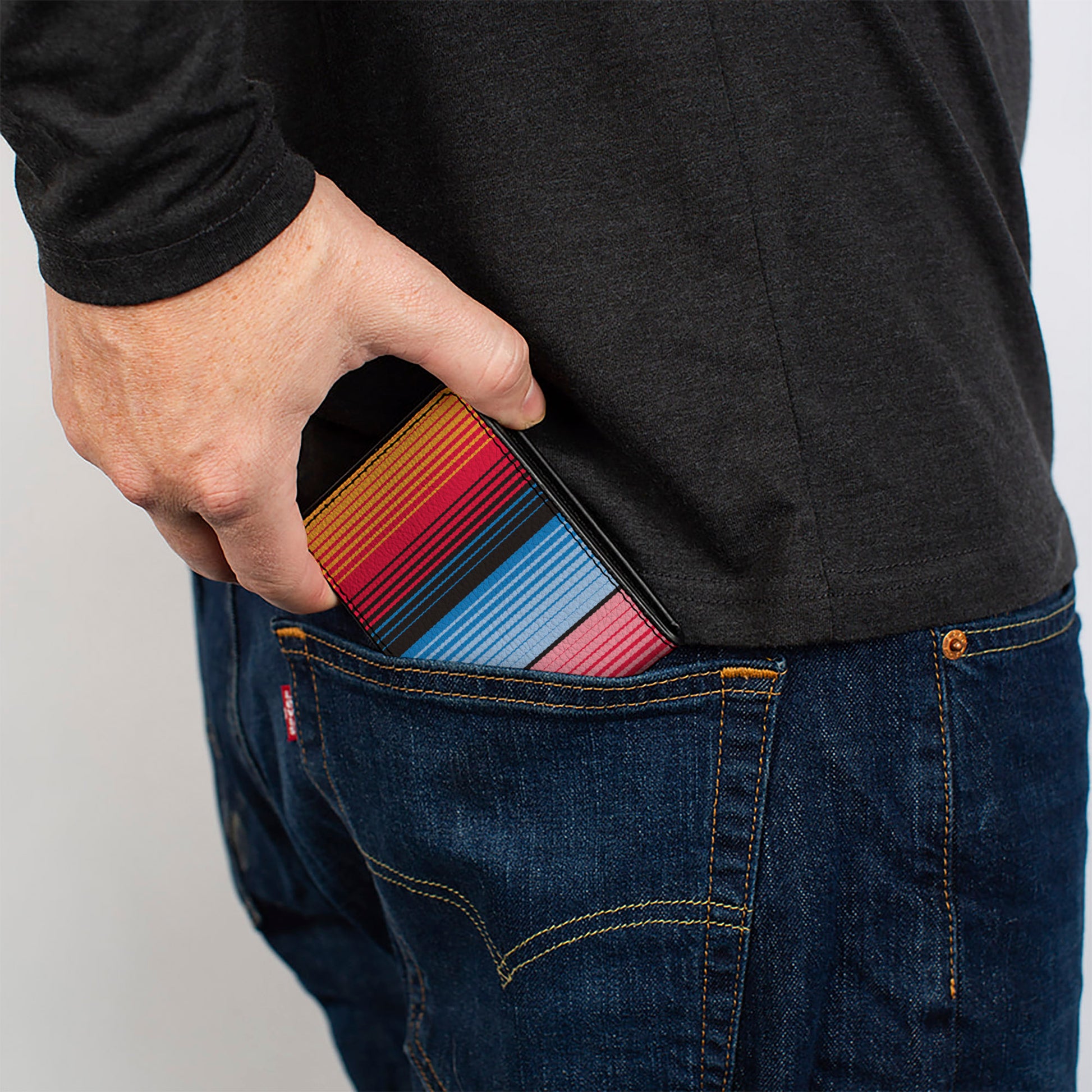 Bi-Fold Wallet - Zarape5 Vertical Multi Color Stripe Bi-Fold Wallets Buckle-Down