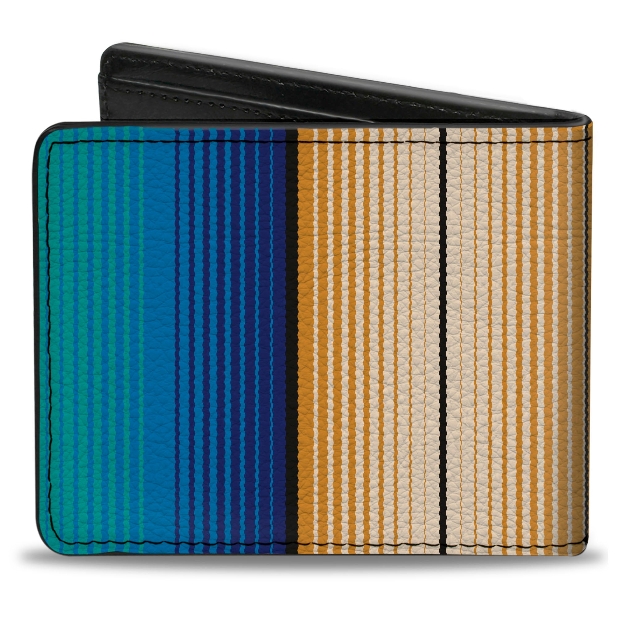 Bi-Fold Wallet - Zarape6 Vertical Stripe Gold Blues Black Red Bi-Fold Wallets Buckle-Down