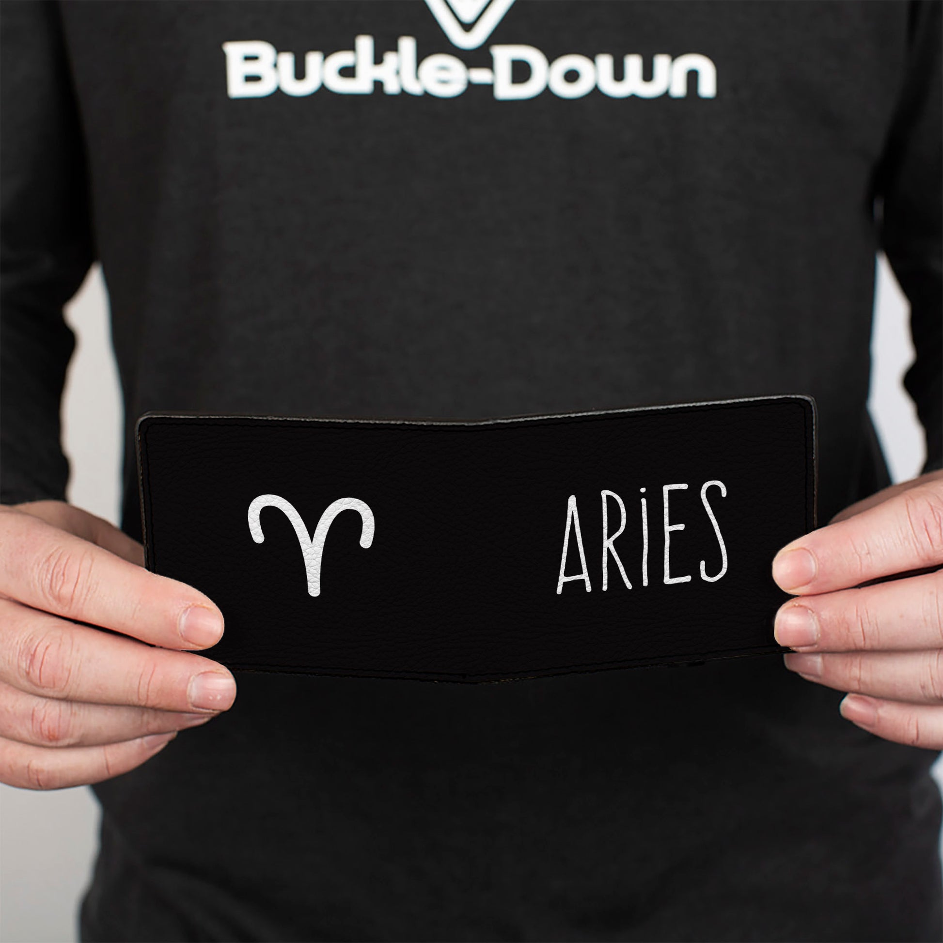 Bi-Fold Wallet - Zodiac ARIES Symbol Black White Bi-Fold Wallets Buckle-Down