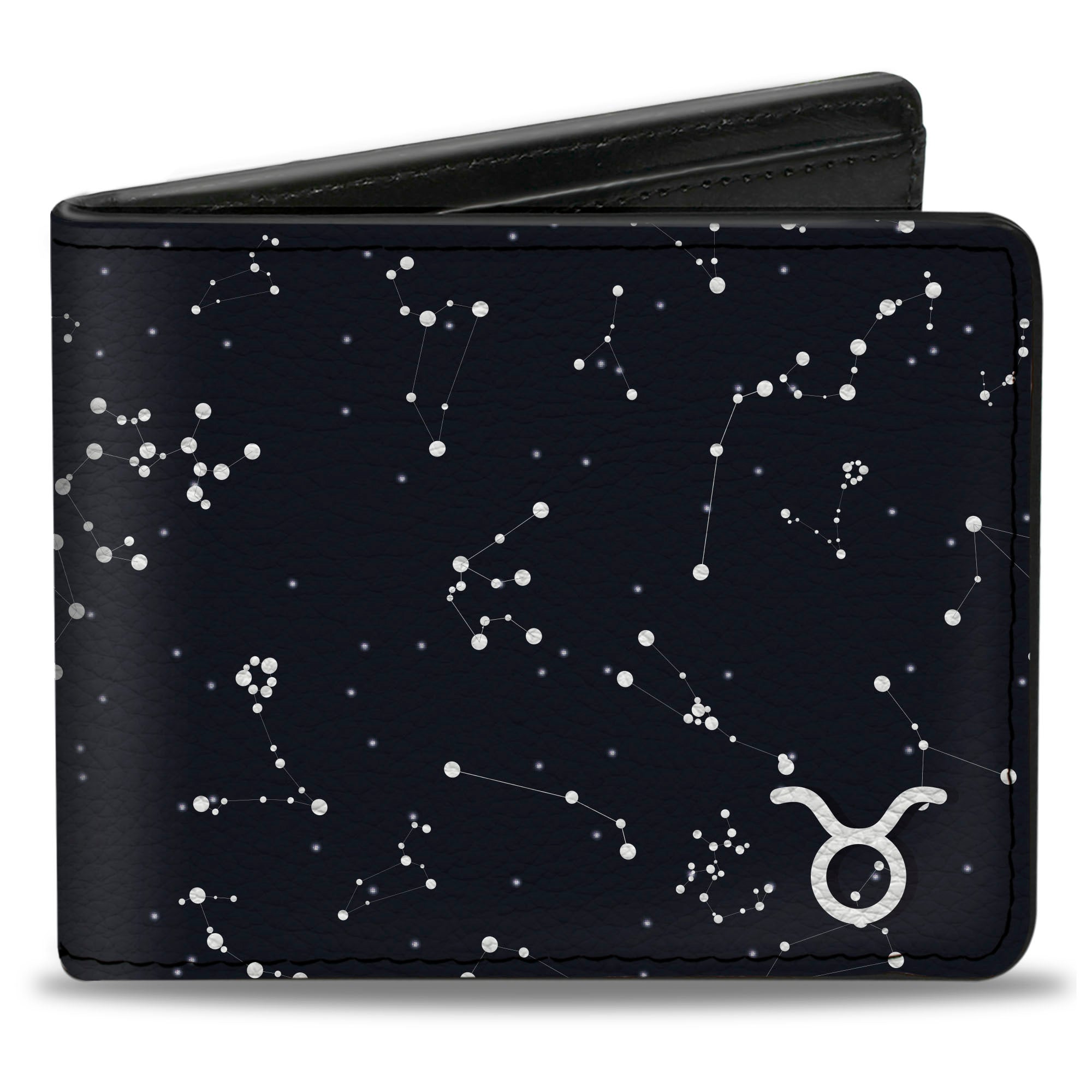 Bi-Fold Wallet - Zodiac Taurus Symbol Constellations Black White Bi-Fold Wallets Buckle-Down