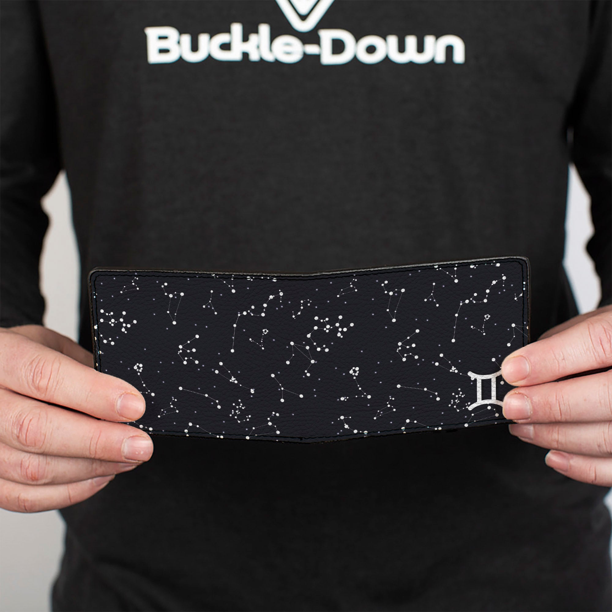 Bi-Fold Wallet - Zodiac Gemini Symbol Constellations Black White Bi-Fold Wallets Buckle-Down