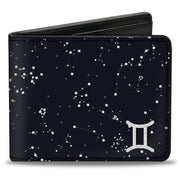 Bi-Fold Wallet - Zodiac Gemini Symbol Constellations Black White Bi-Fold Wallets Buckle-Down