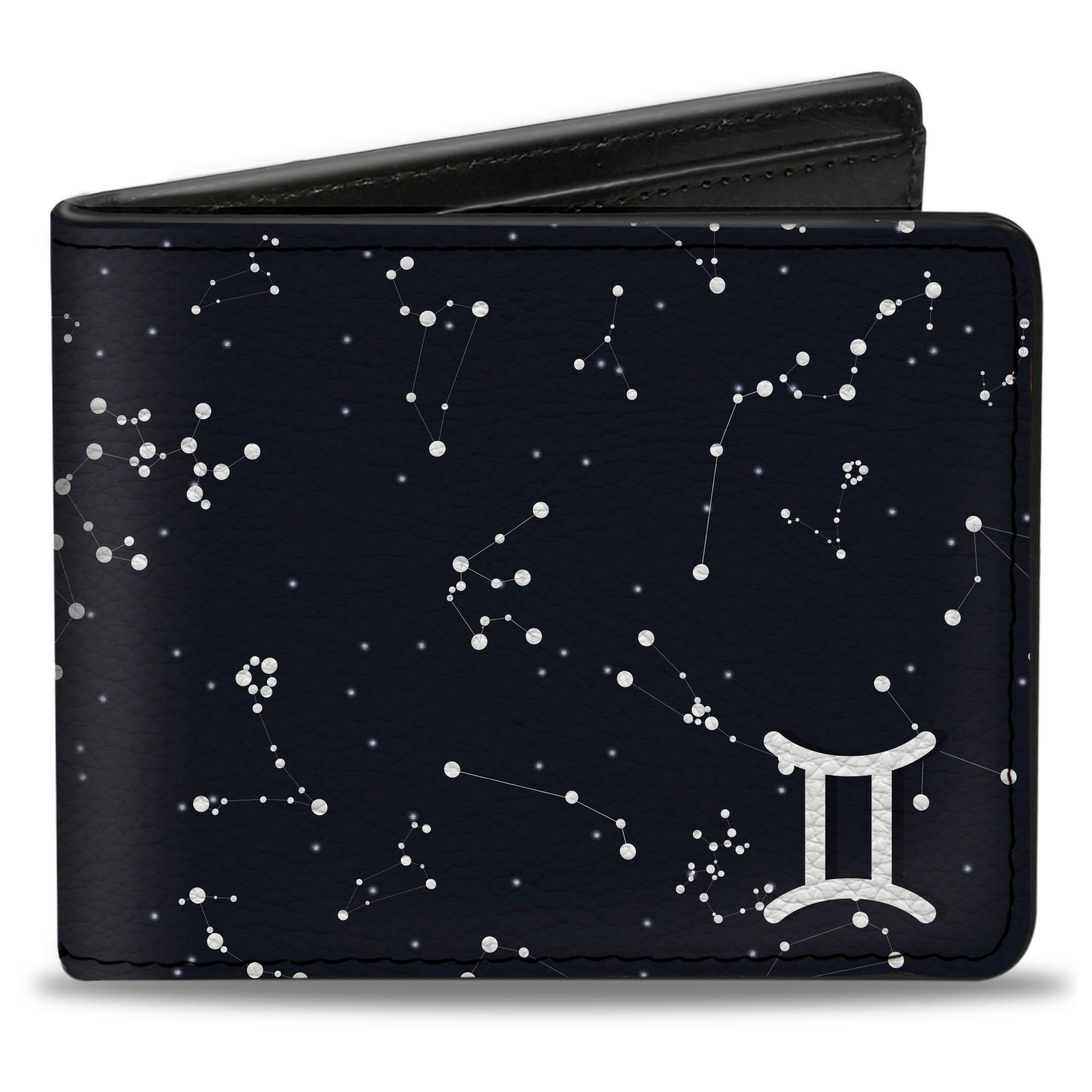 Bi-Fold Wallet - Zodiac Gemini Symbol Constellations Black White Bi-Fold Wallets Buckle-Down