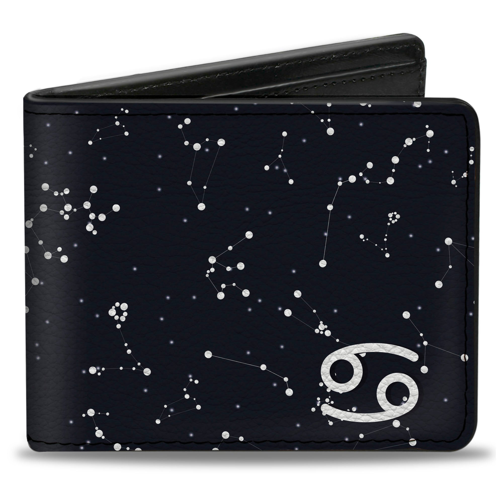 Bi-Fold Wallet - Zodiac Cancer Symbol Constellations Black White Bi-Fold Wallets Buckle-Down
