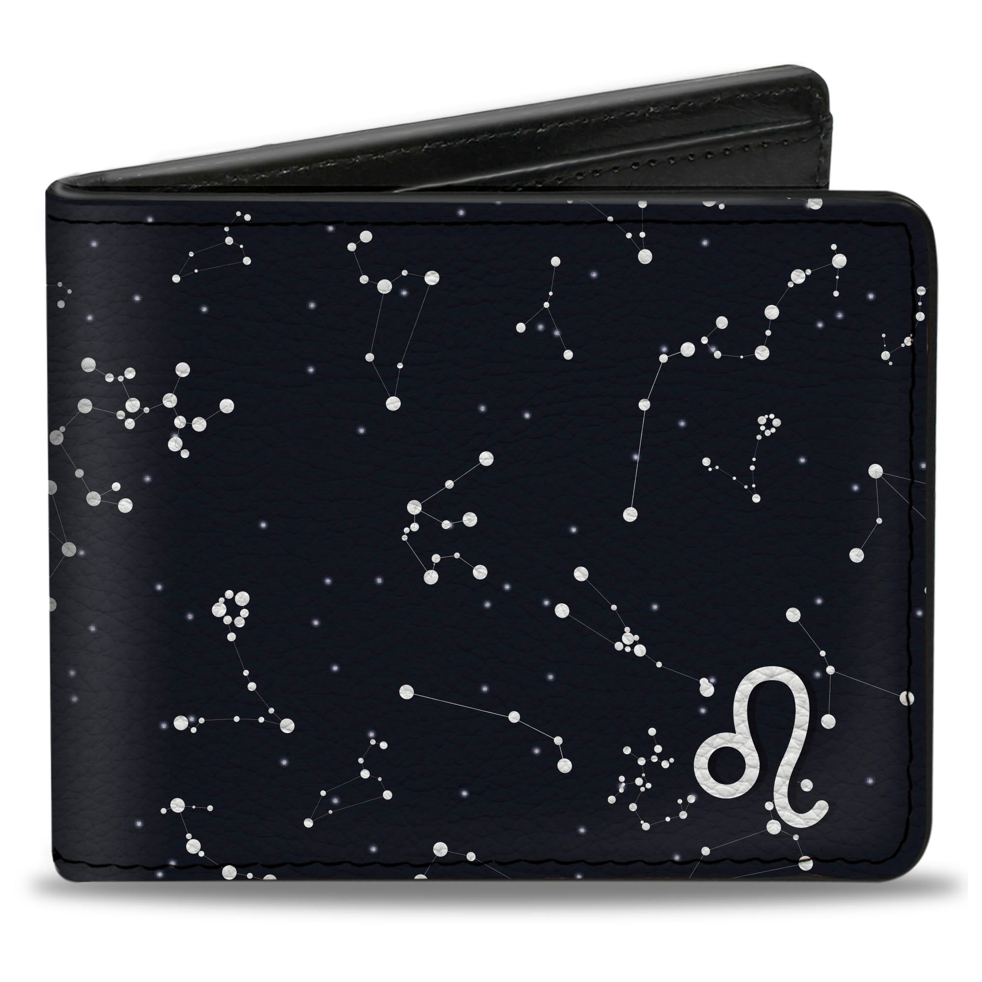 Bi-Fold Wallet - Zodiac Leo Symbol Constellations Black White Bi-Fold Wallets Buckle-Down