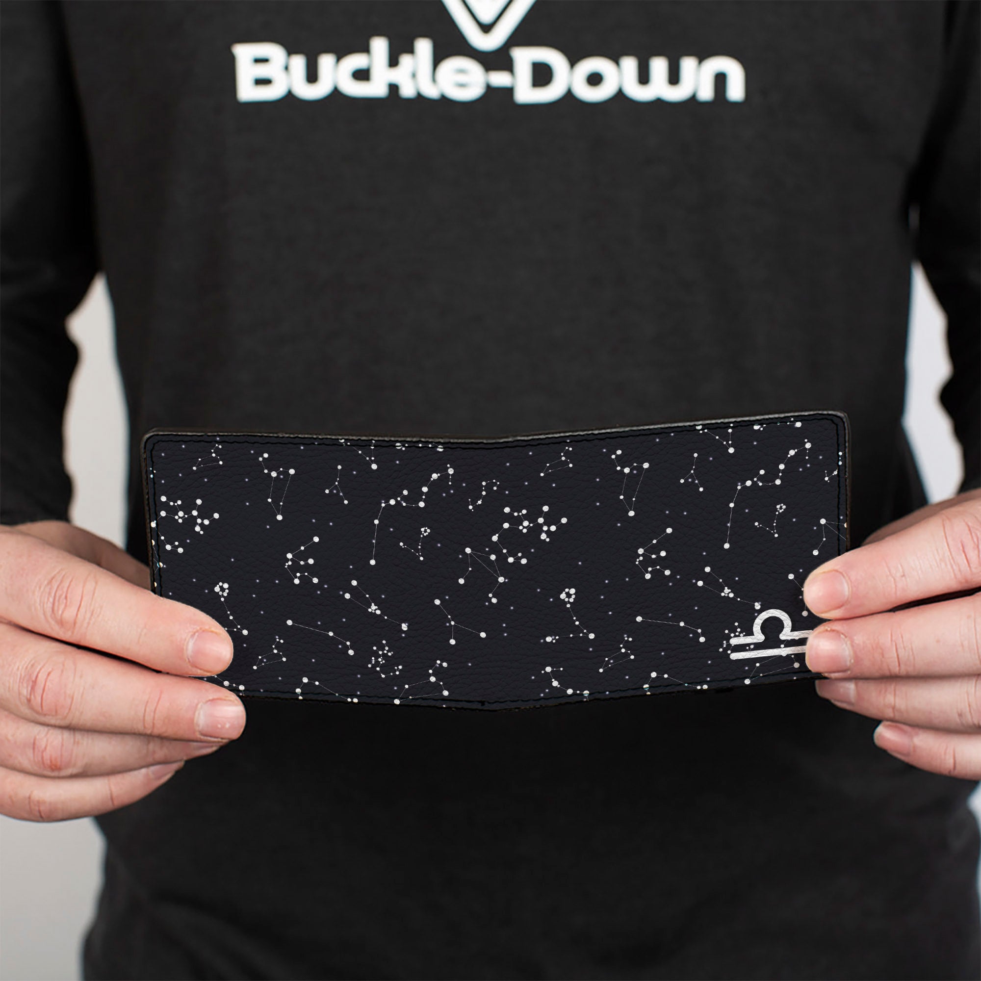 Bi-Fold Wallet - Zodiac Libra Symbol Constellations Black White Bi-Fold Wallets Buckle-Down