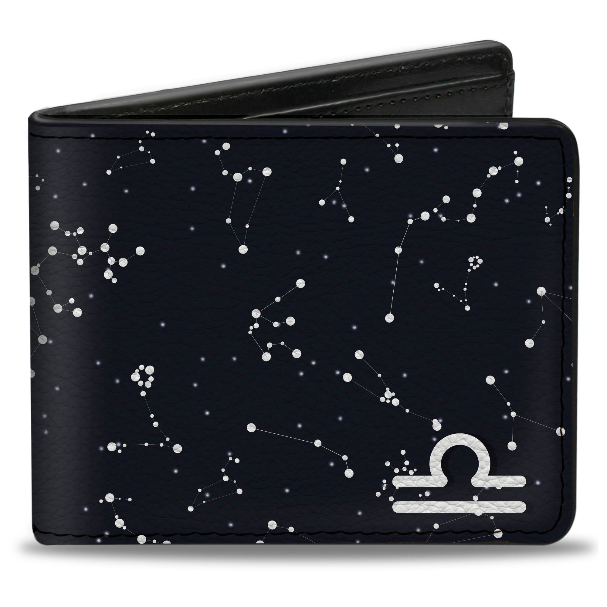 Bi-Fold Wallet - Zodiac Libra Symbol Constellations Black White Bi-Fold Wallets Buckle-Down