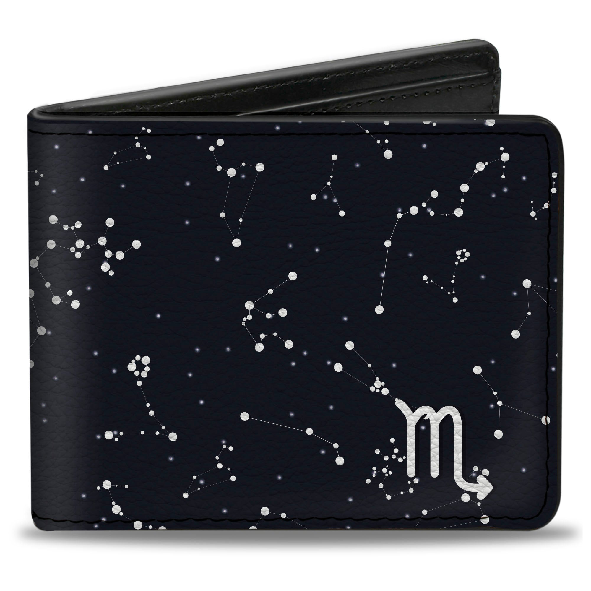 Bi-Fold Wallet - Zodiac Scorpio Symbol Constellations Black White Bi-Fold Wallets Buckle-Down