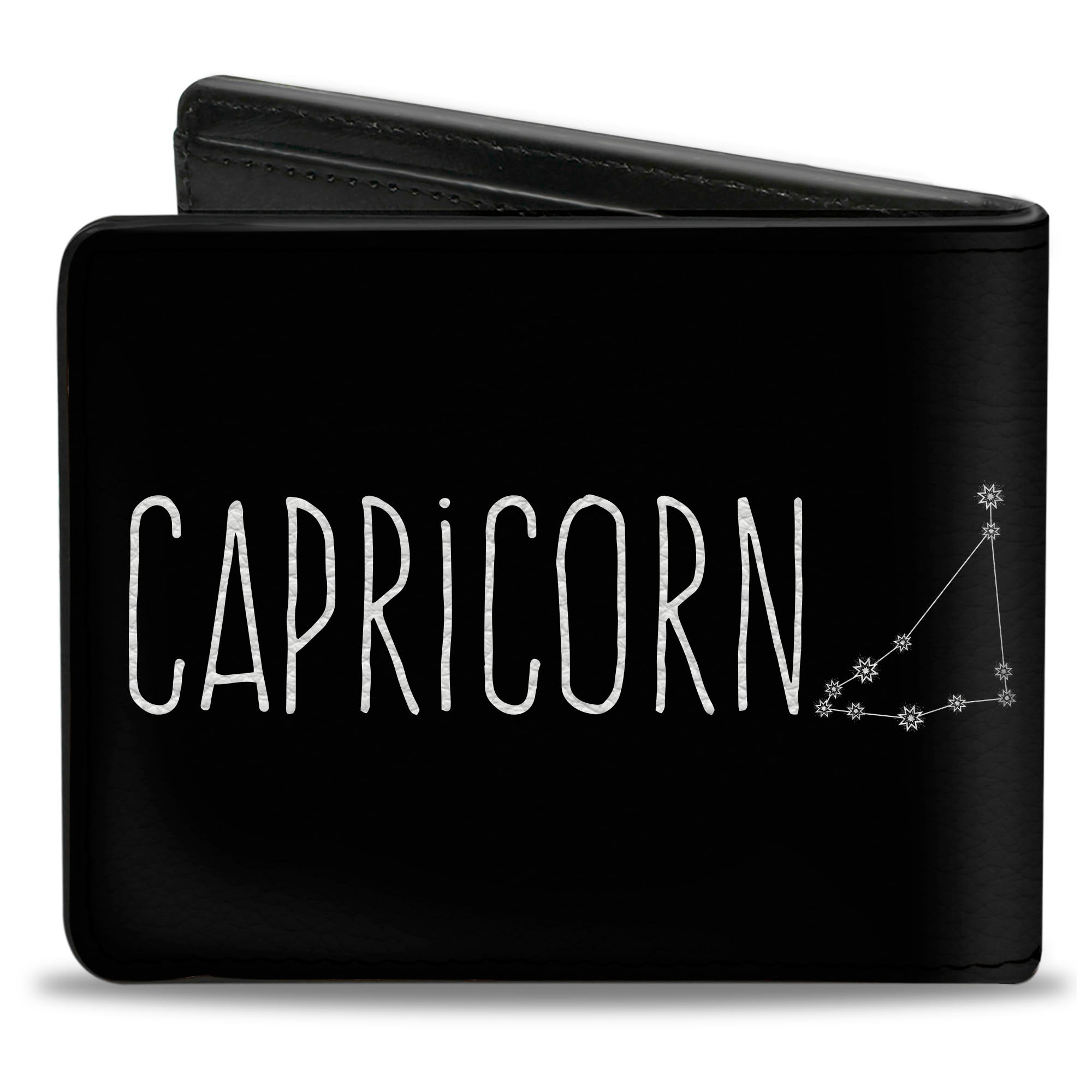Bi-Fold Wallet - Zodiac CAPRICORN Constellation Black White Bi-Fold Wallets Buckle-Down