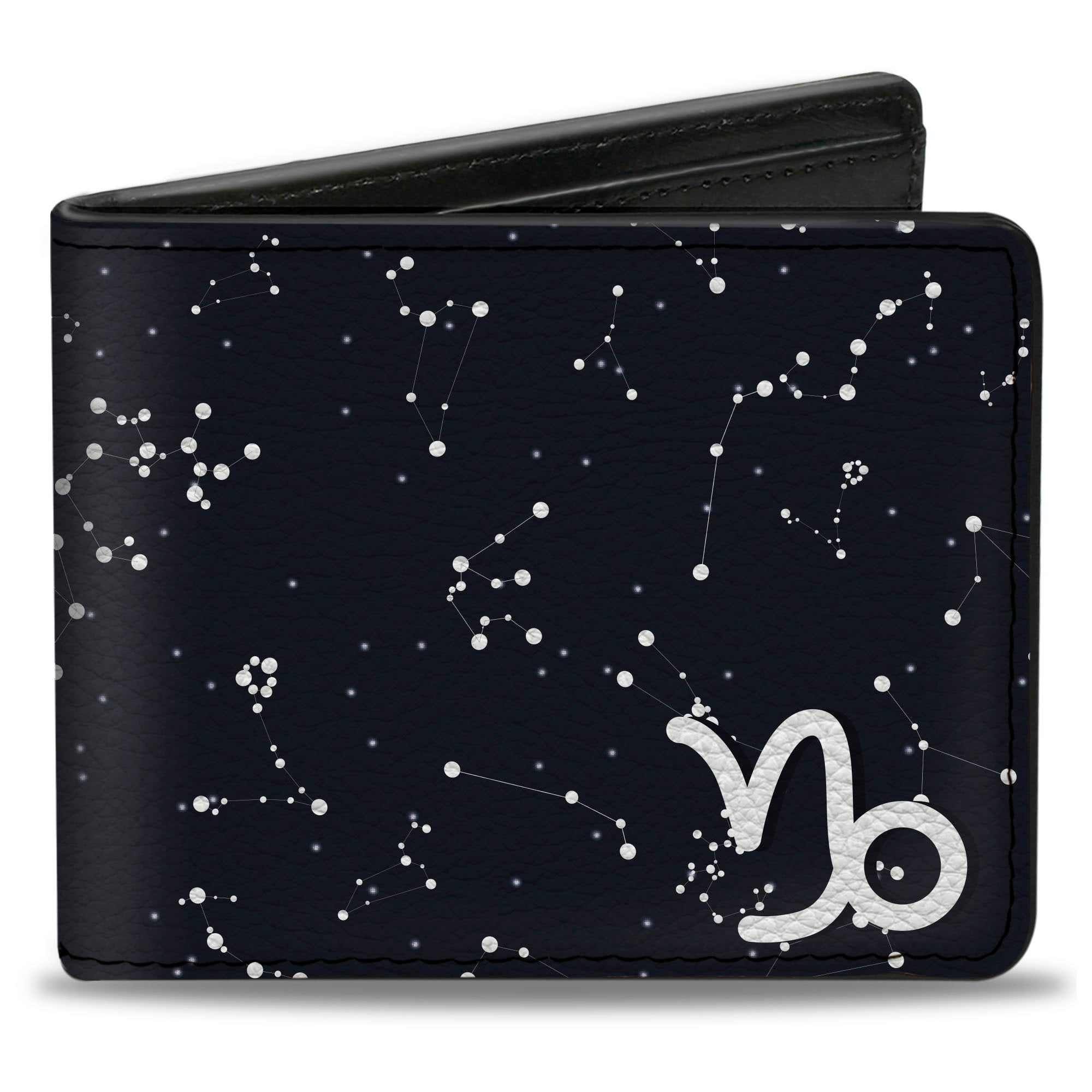 Bi-Fold Wallet - Zodiac Capricorn Symbol Constellations Black White Bi-Fold Wallets Buckle-Down