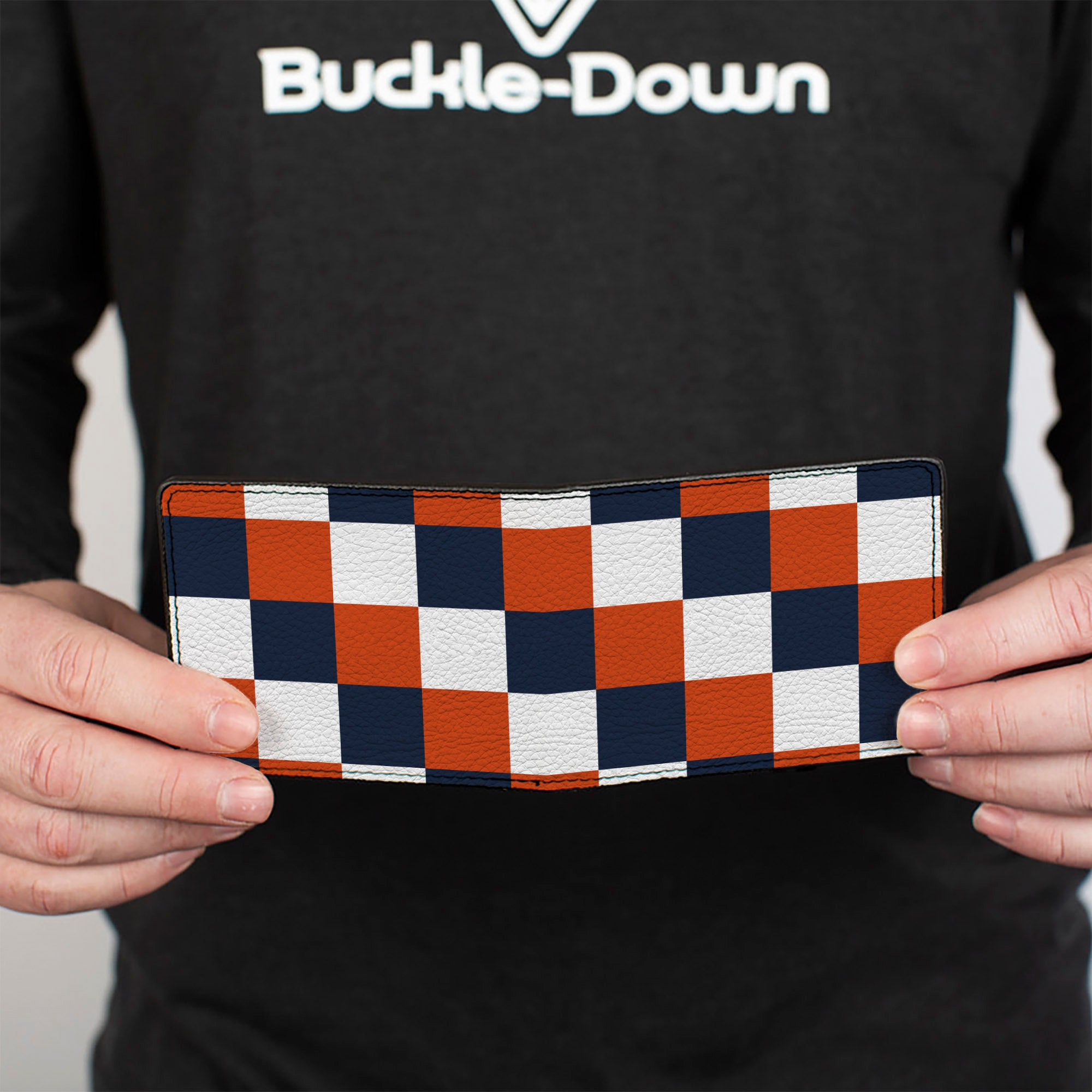 Bi-Fold Wallet - Checker Navy Orange White Bi-Fold Wallets Buckle-Down