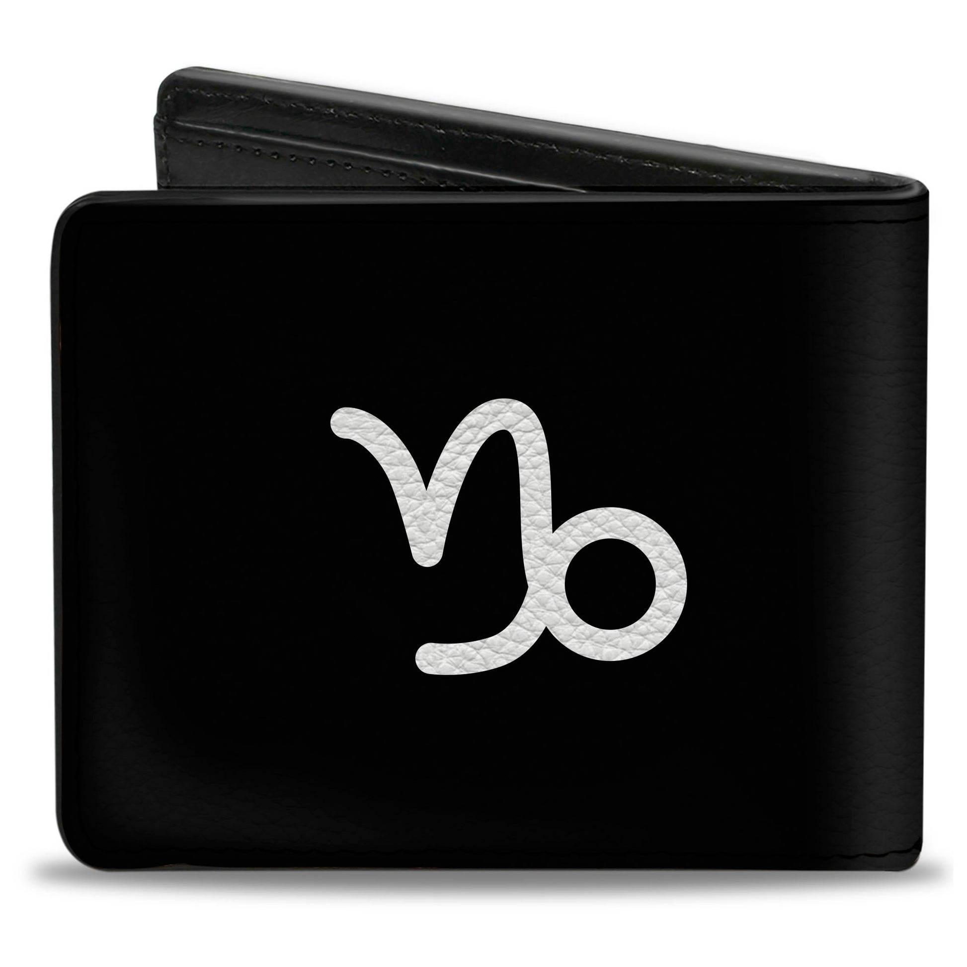 Bi-Fold Wallet - Zodiac CAPRICORN Symbol Black White Bi-Fold Wallets Buckle-Down