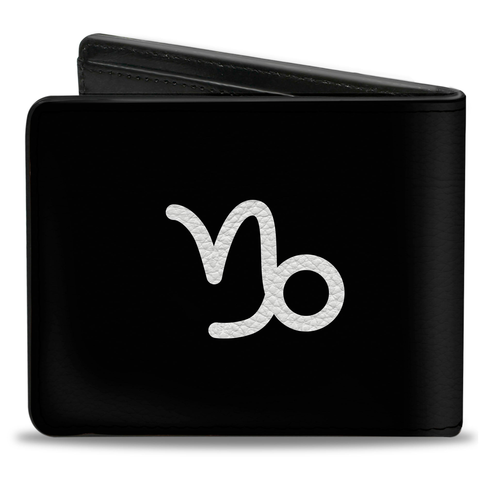 Bi-Fold Wallet - Zodiac CAPRICORN Symbol Black White Bi-Fold Wallets Buckle-Down