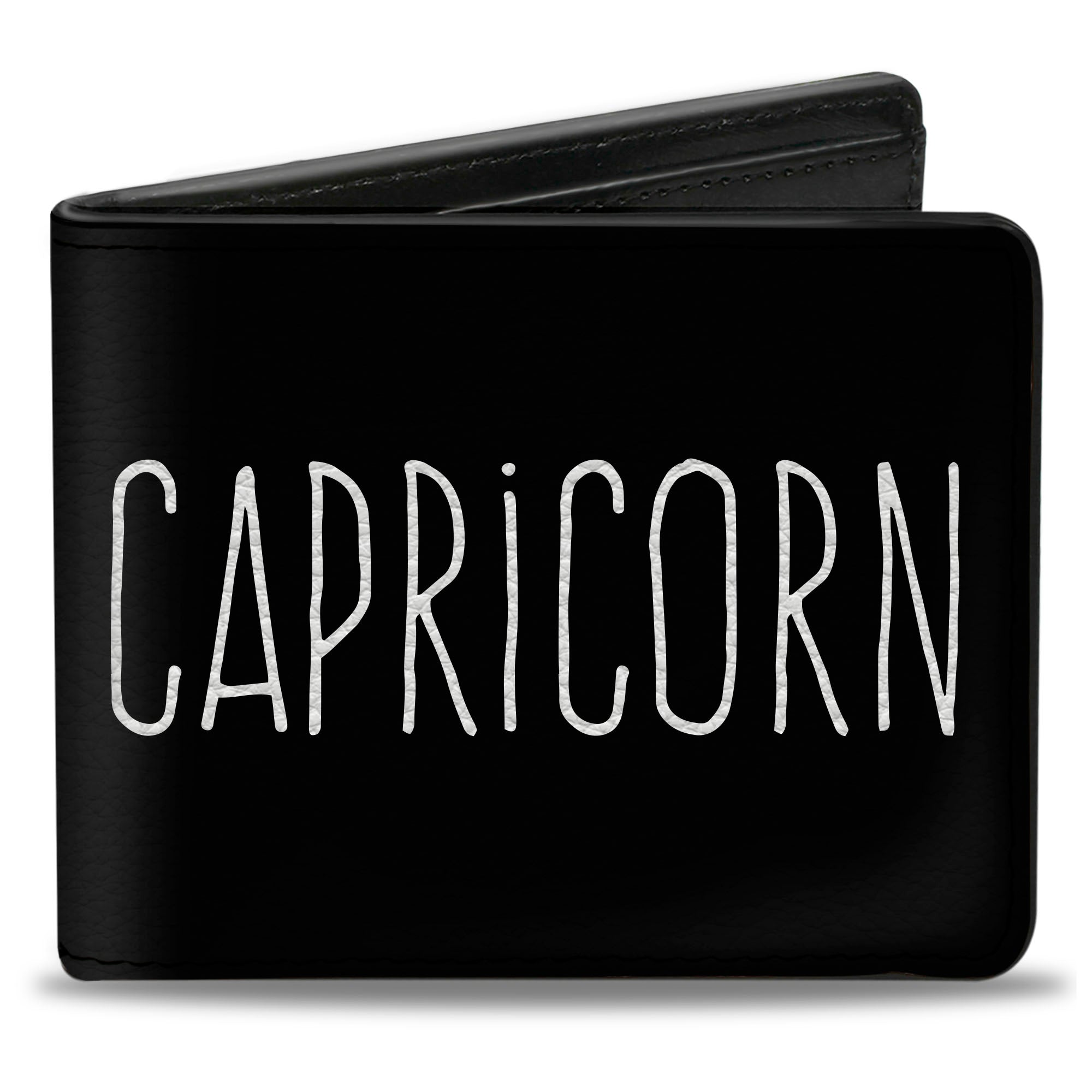 Bi-Fold Wallet - Zodiac CAPRICORN Symbol Black White Bi-Fold Wallets Buckle-Down