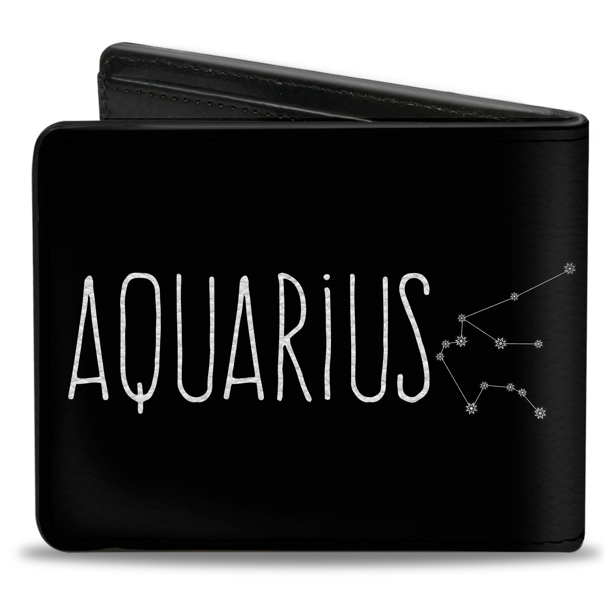 Bi-Fold Wallet - Zodiac AQUARIUS Constellation Black White Bi-Fold Wallets Buckle-Down