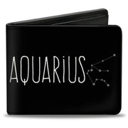 Bi-Fold Wallet - Zodiac AQUARIUS Constellation Black White Bi-Fold Wallets Buckle-Down