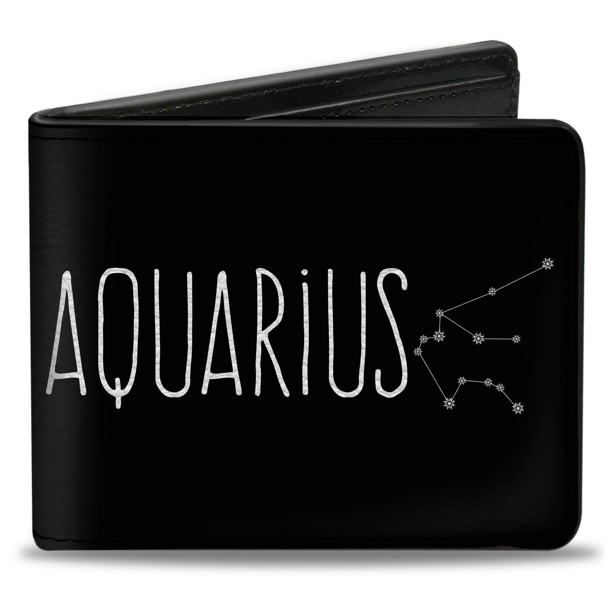 Bi-Fold Wallet - Zodiac AQUARIUS Constellation Black White Bi-Fold Wallets Buckle-Down