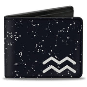 Bi-Fold Wallet - Zodiac Aquarius Symbol Constellations Black White Bi-Fold Wallets Buckle-Down
