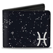 Bi-Fold Wallet - Zodiac Pisces Symbol Constellations Black White Bi-Fold Wallets Buckle-Down