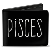Bi-Fold Wallet - Zodiac PISCES Symbol Black White Bi-Fold Wallets Buckle-Down
