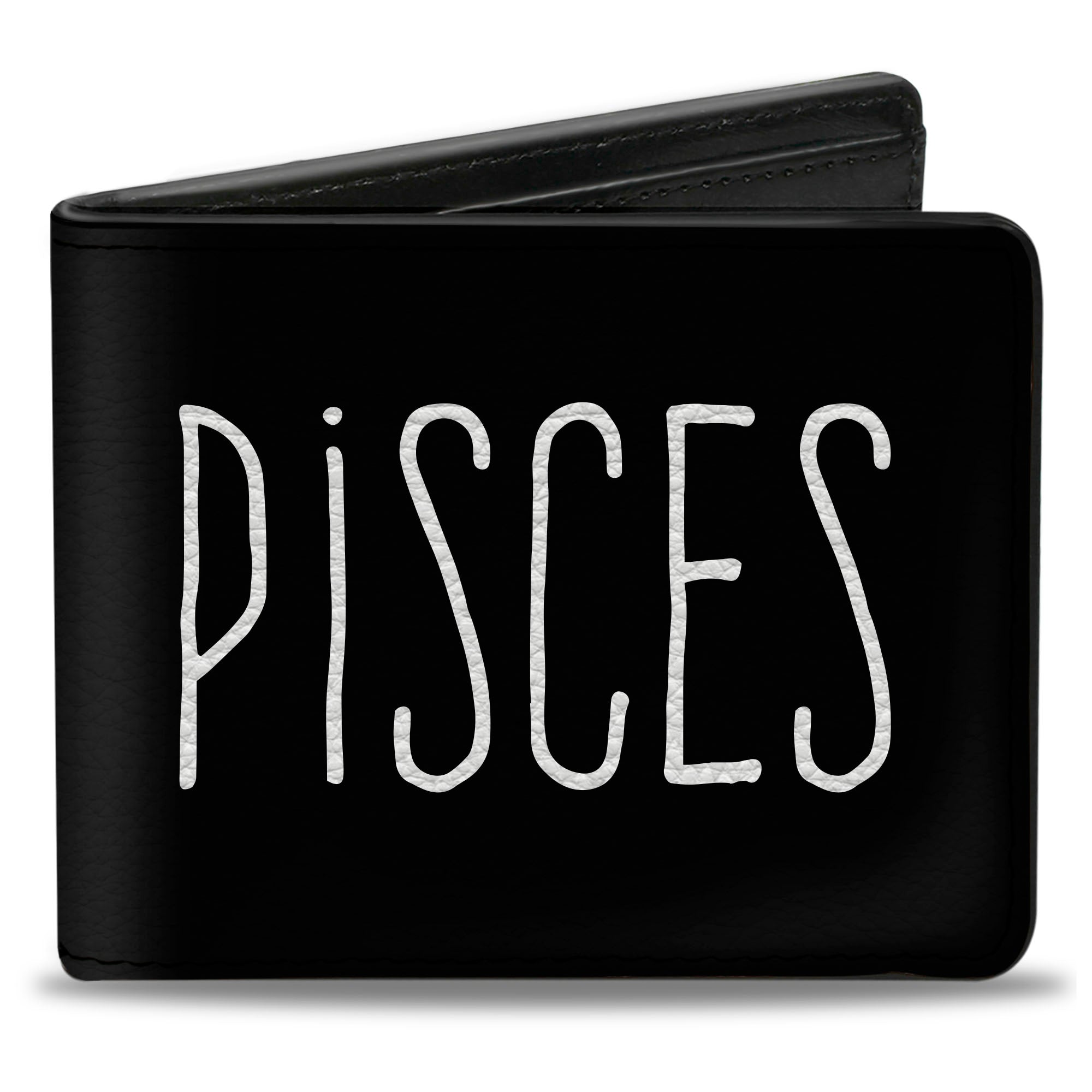 Bi-Fold Wallet - Zodiac PISCES Symbol Black White Bi-Fold Wallets Buckle-Down